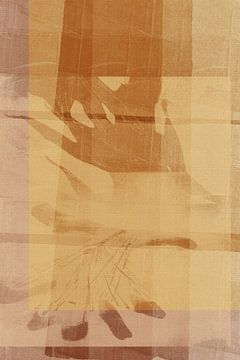 Abstract minimalistisch schilderij met warme okertinten van Abstract Minimalist Art