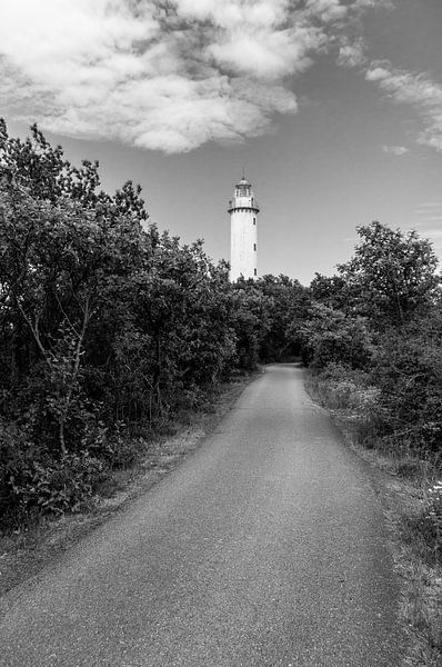 Chemin vers le phare, noir et blanc par Yanuschka | Fotografie Noordwijk