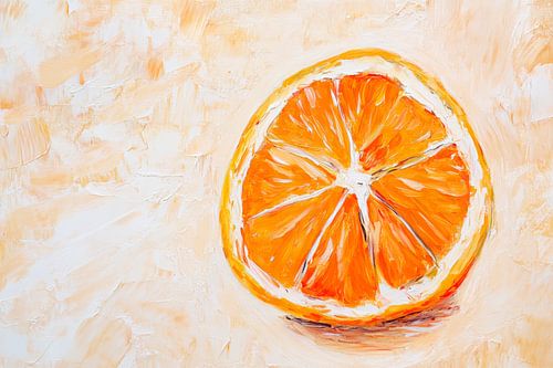 Sappig oranje in zachte kleuren - Schilderij