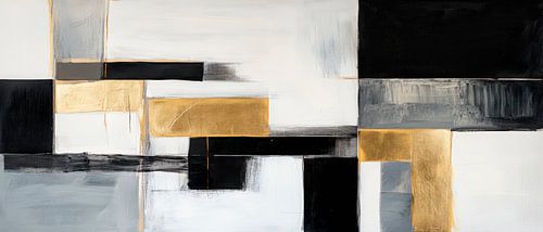 Abstracte compositie in zwart en goud