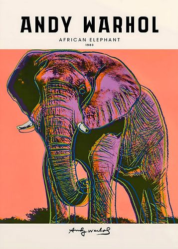 Retro Pop Art African Elephant Colorful Poster