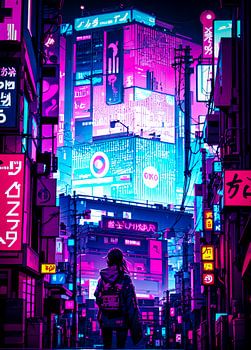 Anime Mädchen Cyberpunk Stil Japan