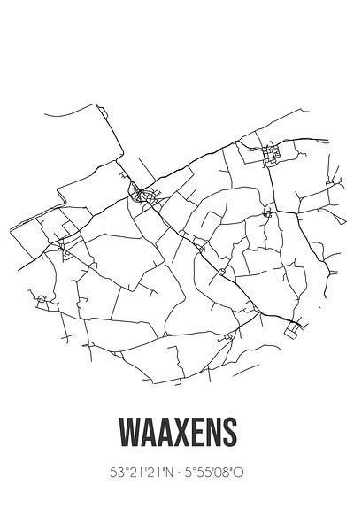 Waaxens (Fryslan) | Karte | Schwarz und weiß von Ortsdrucke