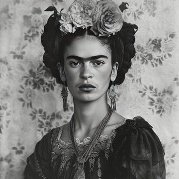 Frida Poster Print Black and White von Niklas Maximilian