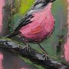 Abstraktes Rotkehlchen-Vogel-Portrait-Gemälde von MIROKKU