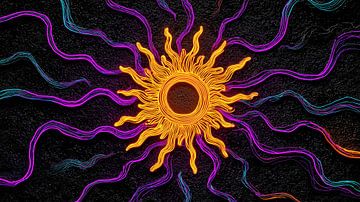 Zon in neonkleuren panorama