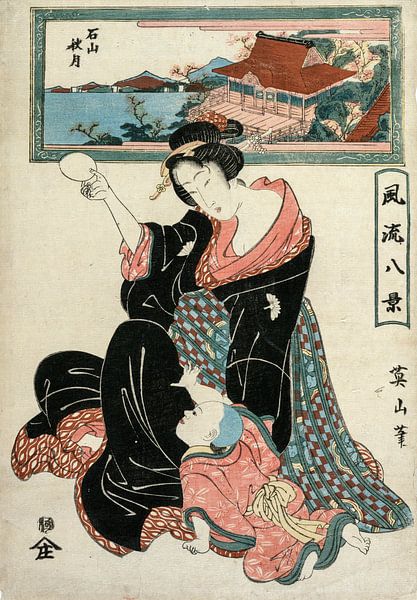 Kikugawa Eizan.Herbstmond im Tempel von 1000 Schilderijen