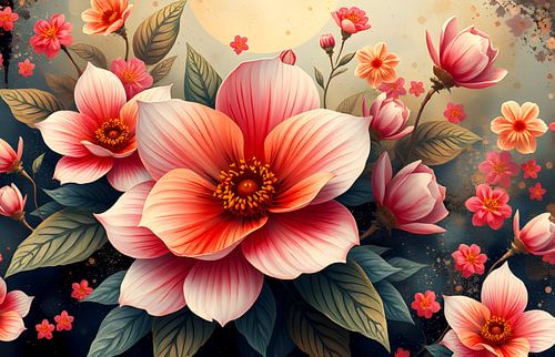 japanse kunst exotische bloemen