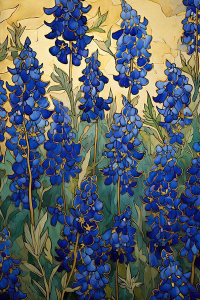 Lebendiger Lupinentanz | Blumenmalerei von Abstraktes Gemälde