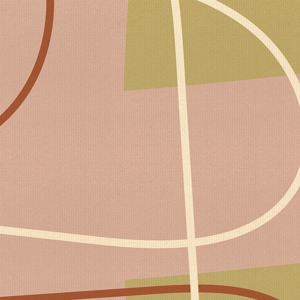 Modern abstract shapes and lines in pink, white, terra, gold V by Dina Dankers