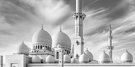 La mosquée Cheikh Zayed à Abu Dhabi en noir et blanc sur Dieter Walther
