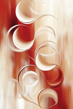 Modern abstract in rood en beige van Bert Nijholt