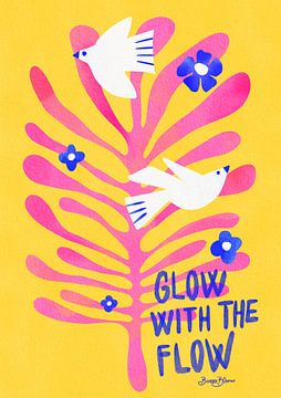 Vogels - Glow with the Flow roze van Baroo Bloom