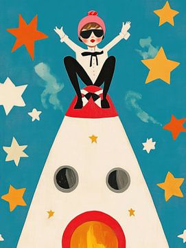 Girl on rocket. by Franka Poulain
