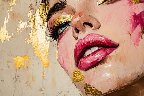 Gouden portret in roze tinten