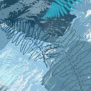 Abstract fern leaves in blue 2 van Dina Dankers thumbnail