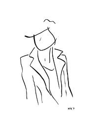 Dessin à l'encre femme debout sur Kris Stuurop