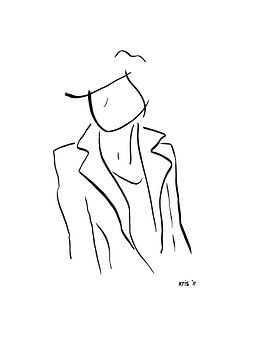 Inkt tekening vrouw staand