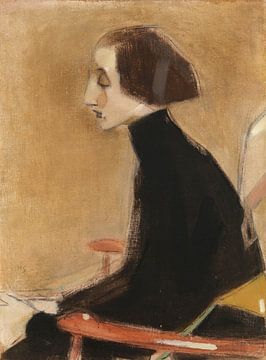 De naaister, halfportret, 1927, Helene Schjerfbeck