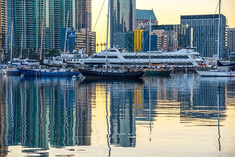 Golden Glow - San Diego Skyline by Joseph S Giacalone Photography
