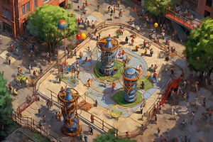Spielplatz | Malerei Sommer | Sonnige Malerei, die Sie glücklich macht