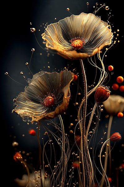 Poppy Flowers in Gold no.2 by Studio BB