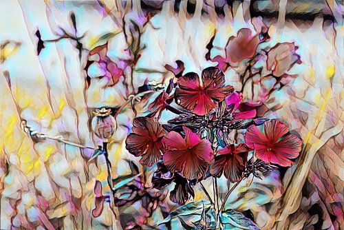 Red flowers oil painting