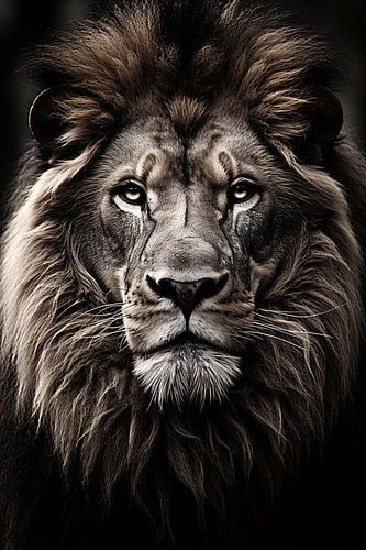 Animal portrait in black and white minimalist art photography