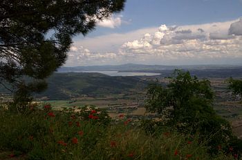 Blick von Cortona über den Lago Trasimeno