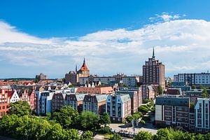 Blick auf historische Gebäude in der Hansestadt Rostock