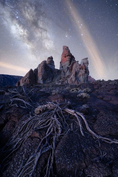 Milky Way above the rocks in El Teide national park in Tenerife. by Jos Pannekoek