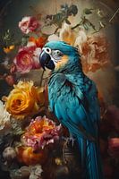 Papagei inmitten der Blumen