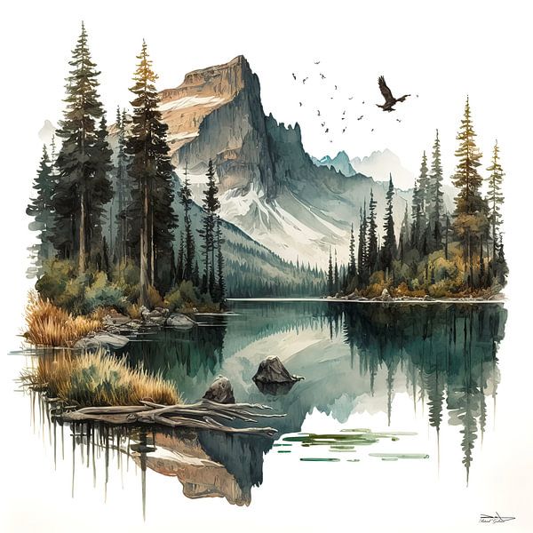 Watercolour of a landscape. by Gelissen Artworks