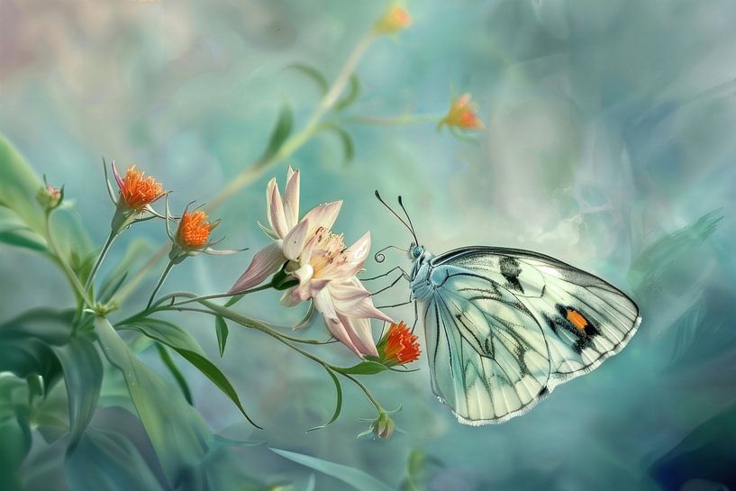 Papillon aux tons pastel – Art photographique romantique et doux par Joriali photographie et peintures
