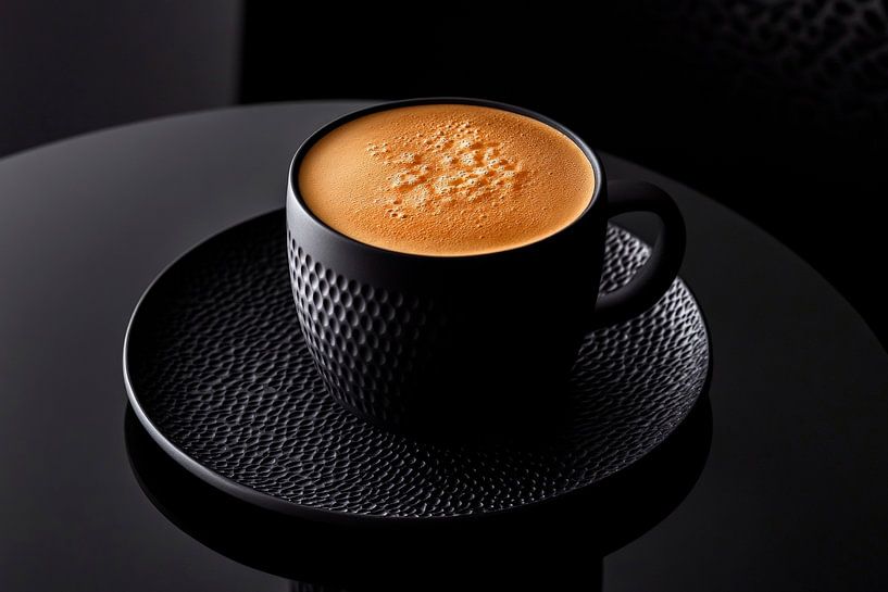 Eleganter Kaffee in schwarzem Geschirr von Poster Art Shop