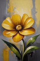 Impressionistic Yellow Flower on Modern Background
