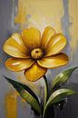 Impressionistic Yellow Flower on Modern Background by Art & Soul Creations thumbnail