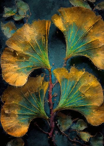 Ginko Biloba digitaal olieverfschilderij #ginko