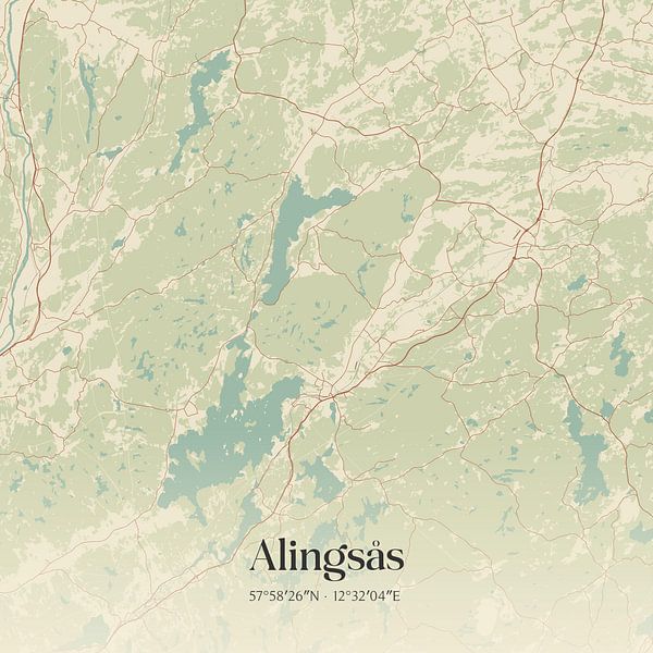 Vintage map of Alingsås, Sweden. by Prints of Place