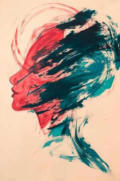 Kleuren samenvoegen - Het profiel van een vrouw van Poster Art Shop