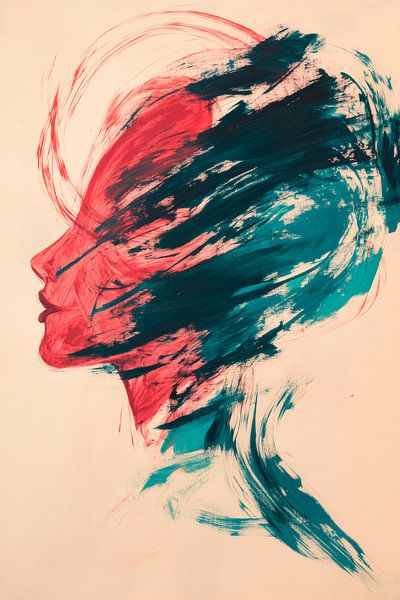 Merging colours - A woman's profile by Poster Art Shop