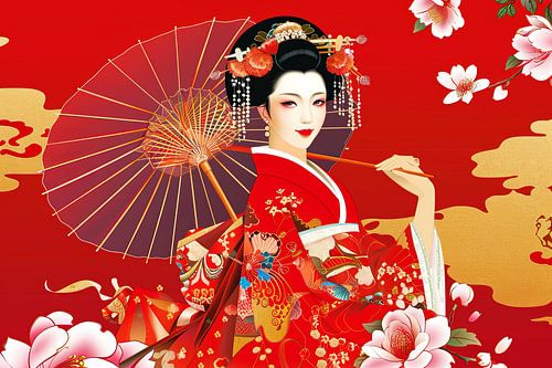 schilderachtig Japans beeld Geisha portret