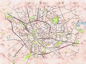 Map of Tienen with the style 'Soothing Spring' by Maporia
