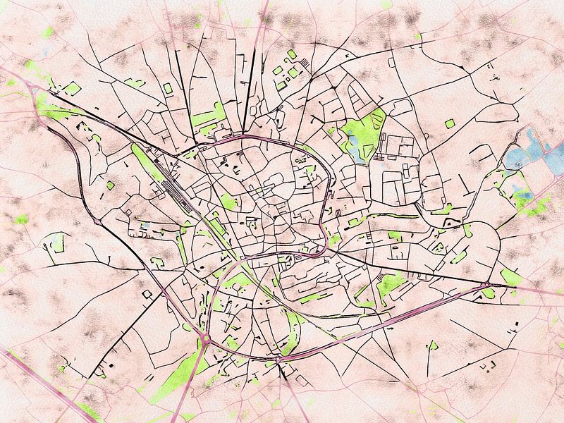 Carte de Tienen avec le style 'Soothing Spring' par Maporia