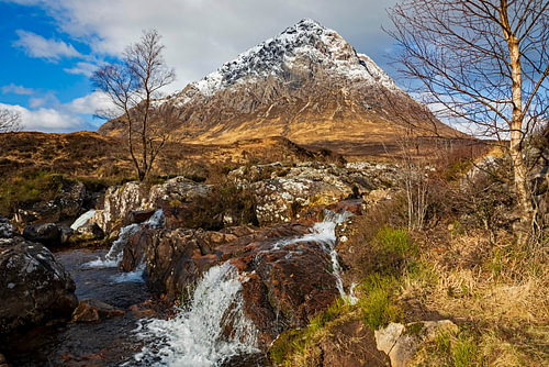 Buachaille Etive Mor, River Etive, waterfall, Lochaber, Scotland