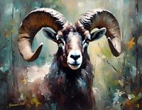 Wildtiere - Abstrakter Surrealismus - Dickhornschaf 3