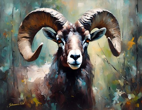 Wilde dieren - Geabstraheerd surrealisme - dikhoornschaap 3