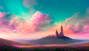 Wolken mit Farbe und Burg