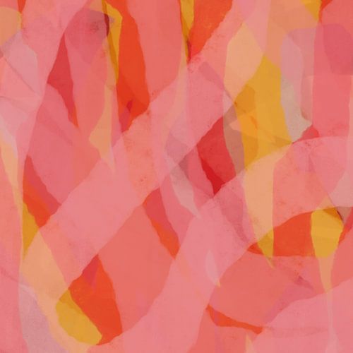 Moderne abstracte kunst. Penseelstreken in neonroze, oranje en geel