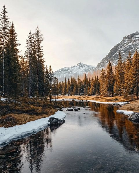Flusslandschaft im Frühwinter von fernlichtsicht